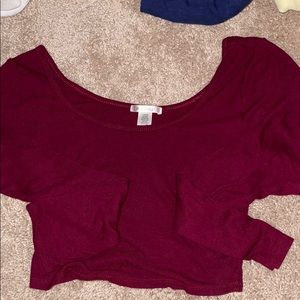 ribbed crop long sleeve tee